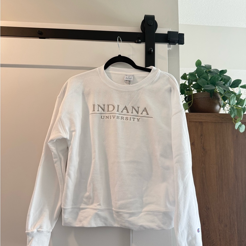 Champion White Indiana University Crewneck Sweatshirt